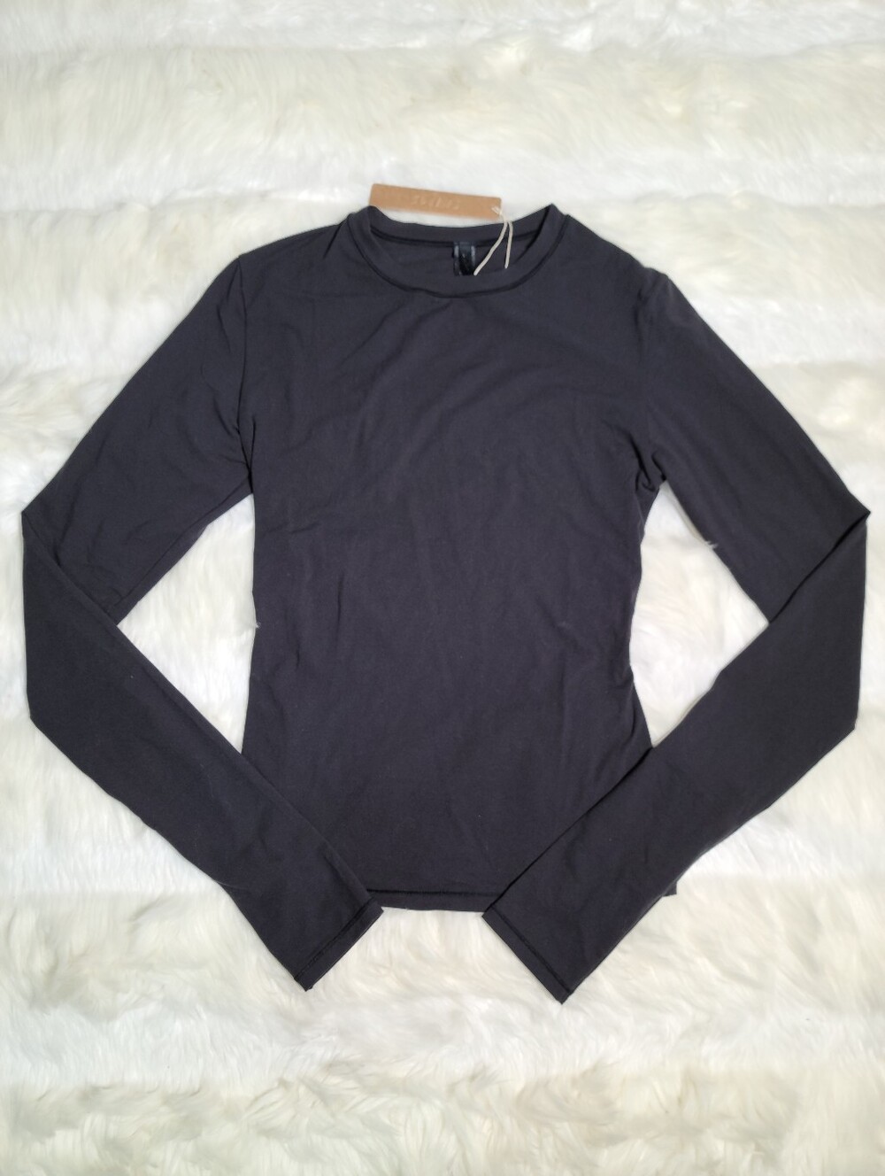 SKIMS Fits Everybody Long Sleeve Top T-shirt Black Onyx Women XS NEW